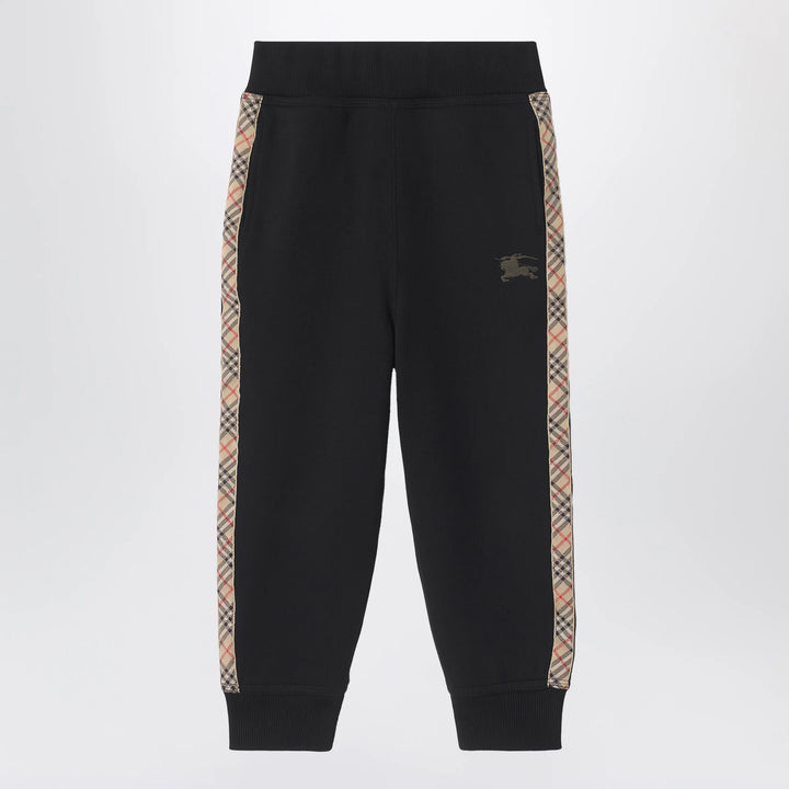 Burberry - Black jogging trousers with Check motif detail