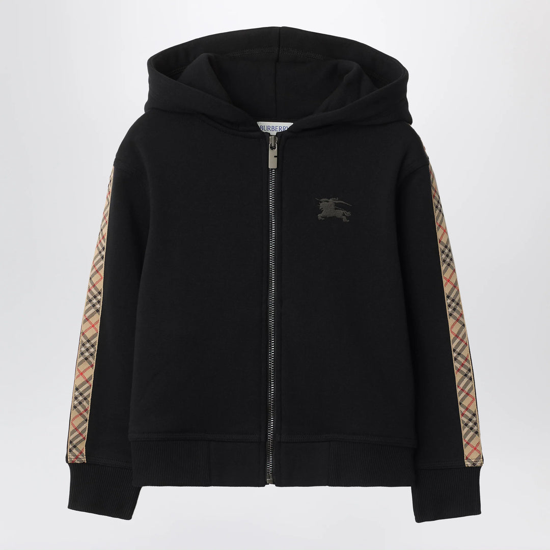 Burberry - Black sweatshirt with Check motif detail
