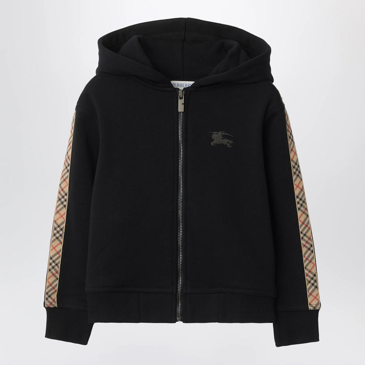 Burberry - Black sweatshirt with Check motif detail