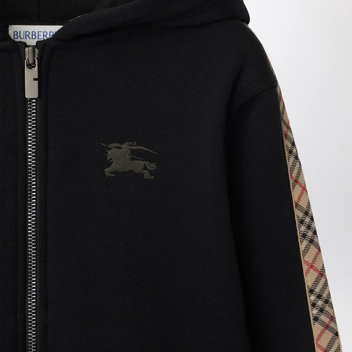 Burberry - Black sweatshirt with Check motif detail