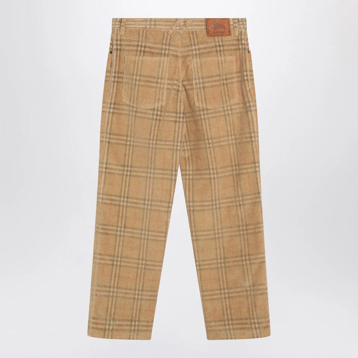 Burberry - Sand-coloured check corduroy trousers