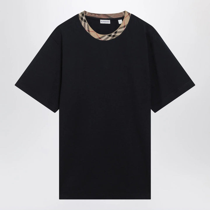 Burberry - Navy T-shirt with Check trims