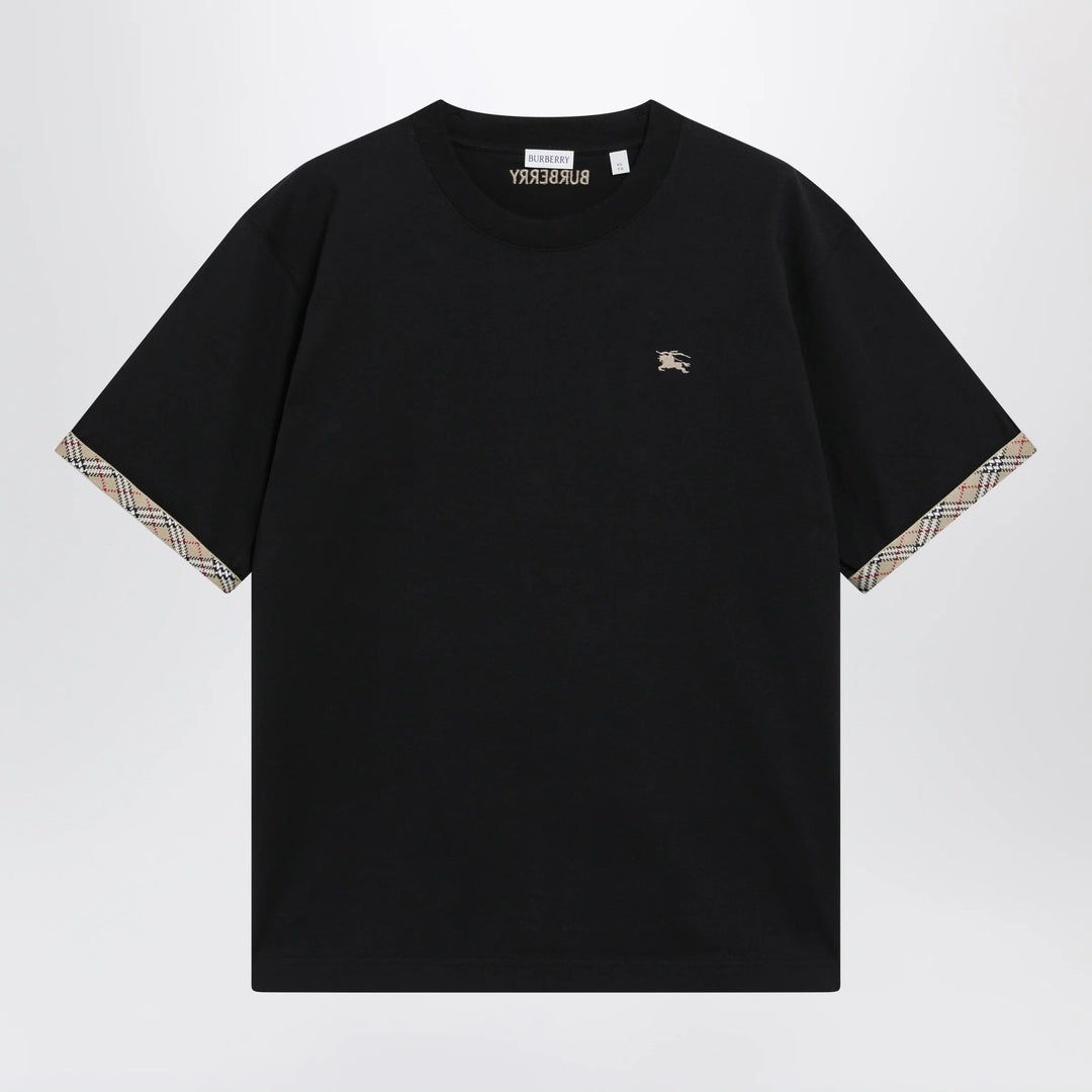 Burberry - Cotton jersey T-shirt with Check trim in black