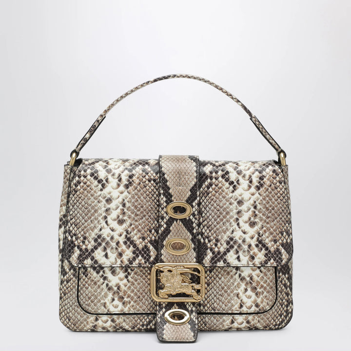 Burberry - Small Rider bag in calf leather, Natural/Dk Brown