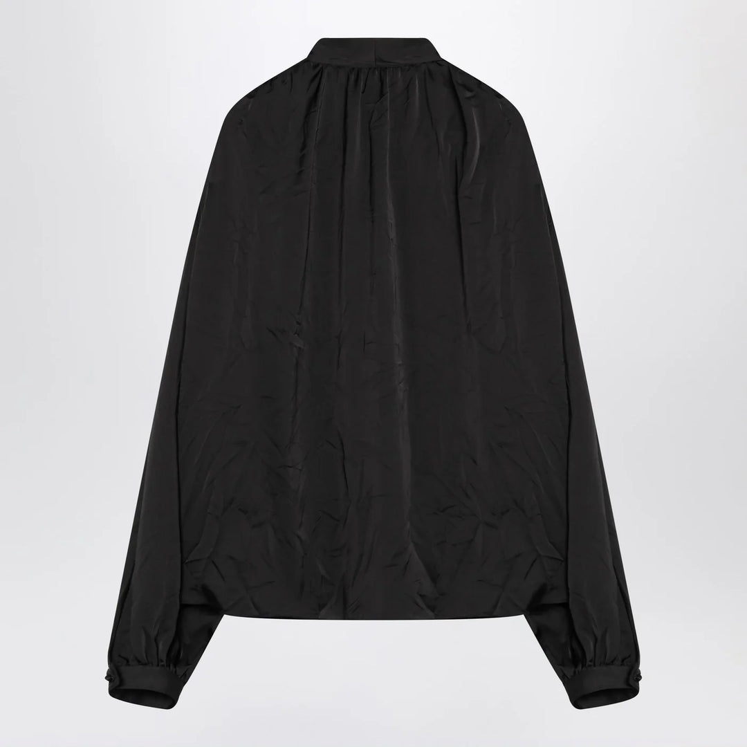 Balenciaga - Black satin blouse with bow