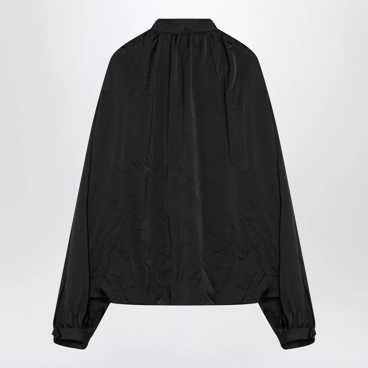 Balenciaga - Black satin blouse with bow