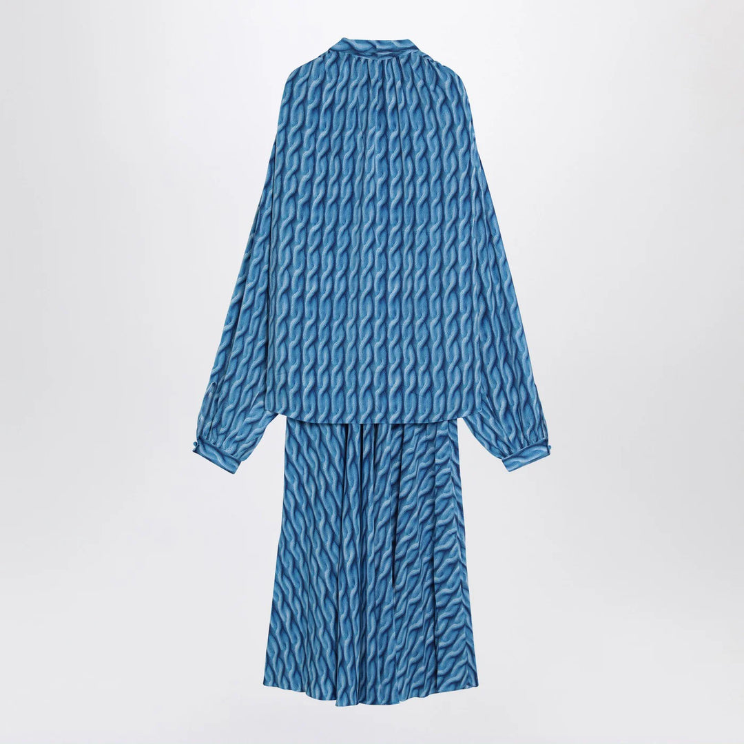 Balenciaga - Midi dress with bow and blue print