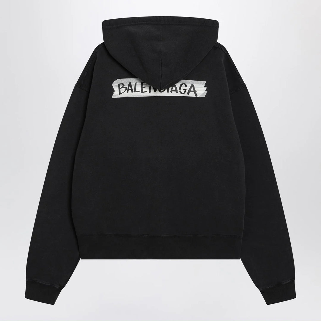 Balenciaga - Black washed Masking Tape oversize hoodie