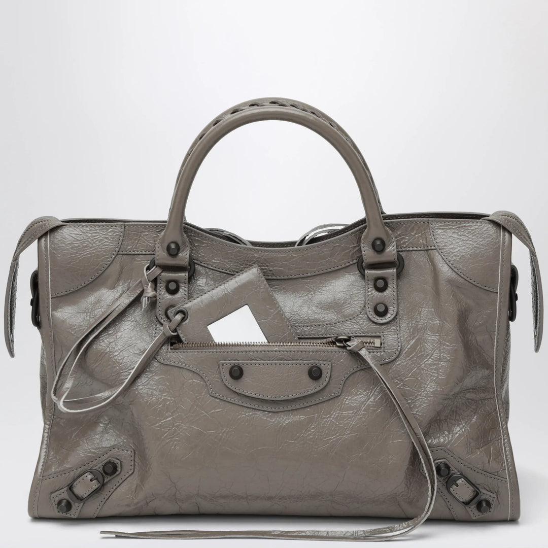 Balenciaga - Le City medium handbag in dark walnut leather
