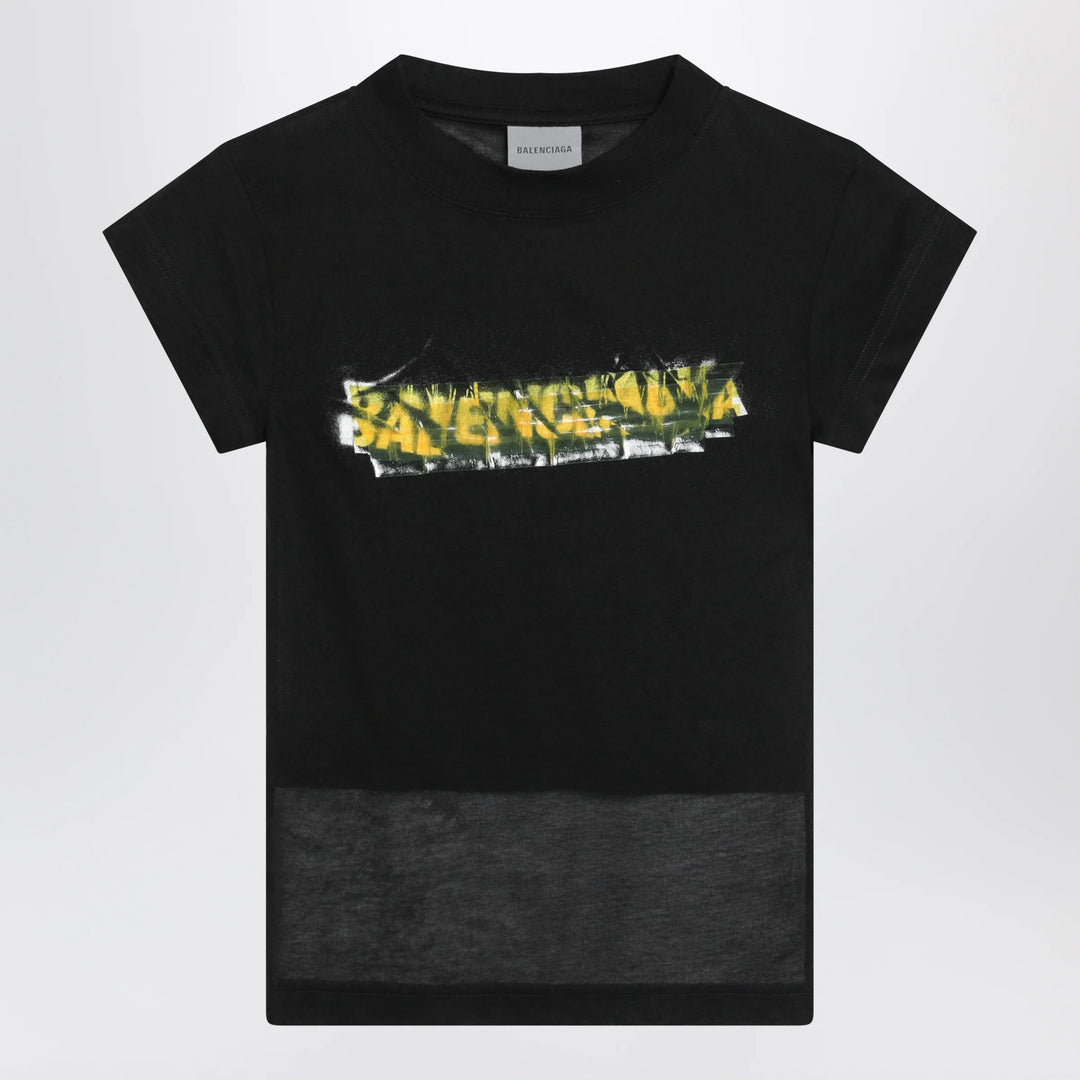 Balenciaga - Messy Spray T-shirt with cut-out back in cotton black