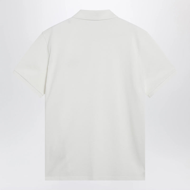 Moncler - White cotton polo shirt with triple crest logo patch