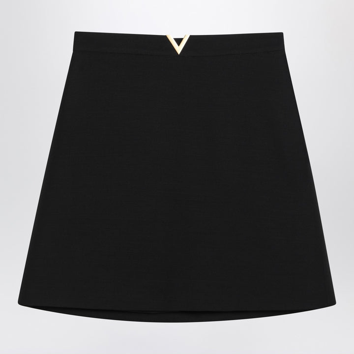 Valentino Black mini skirt with V Gold detail
