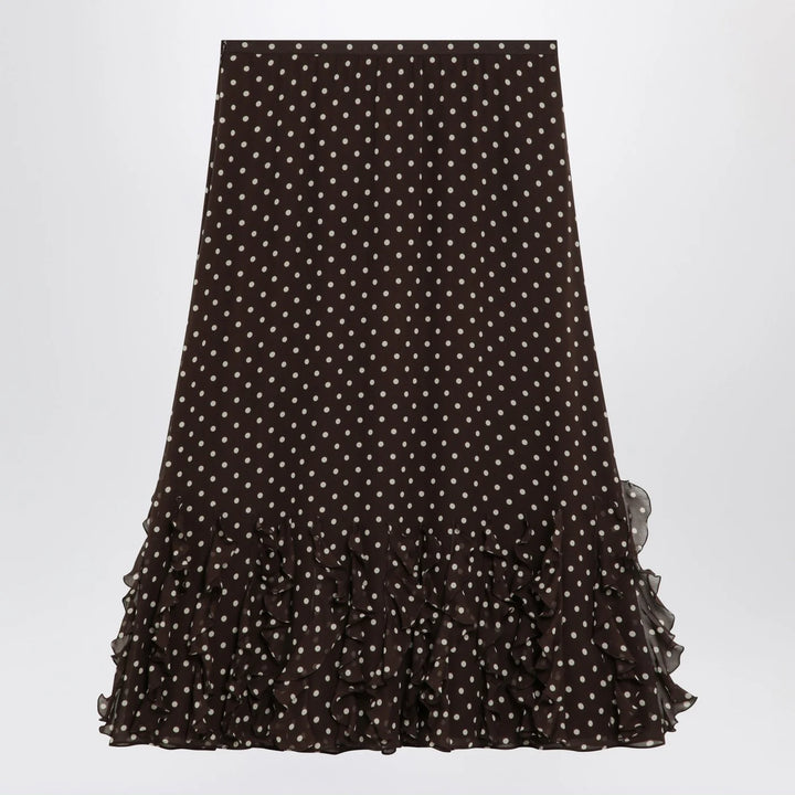Valentino - Brown silk skirt with Plusdepois motif