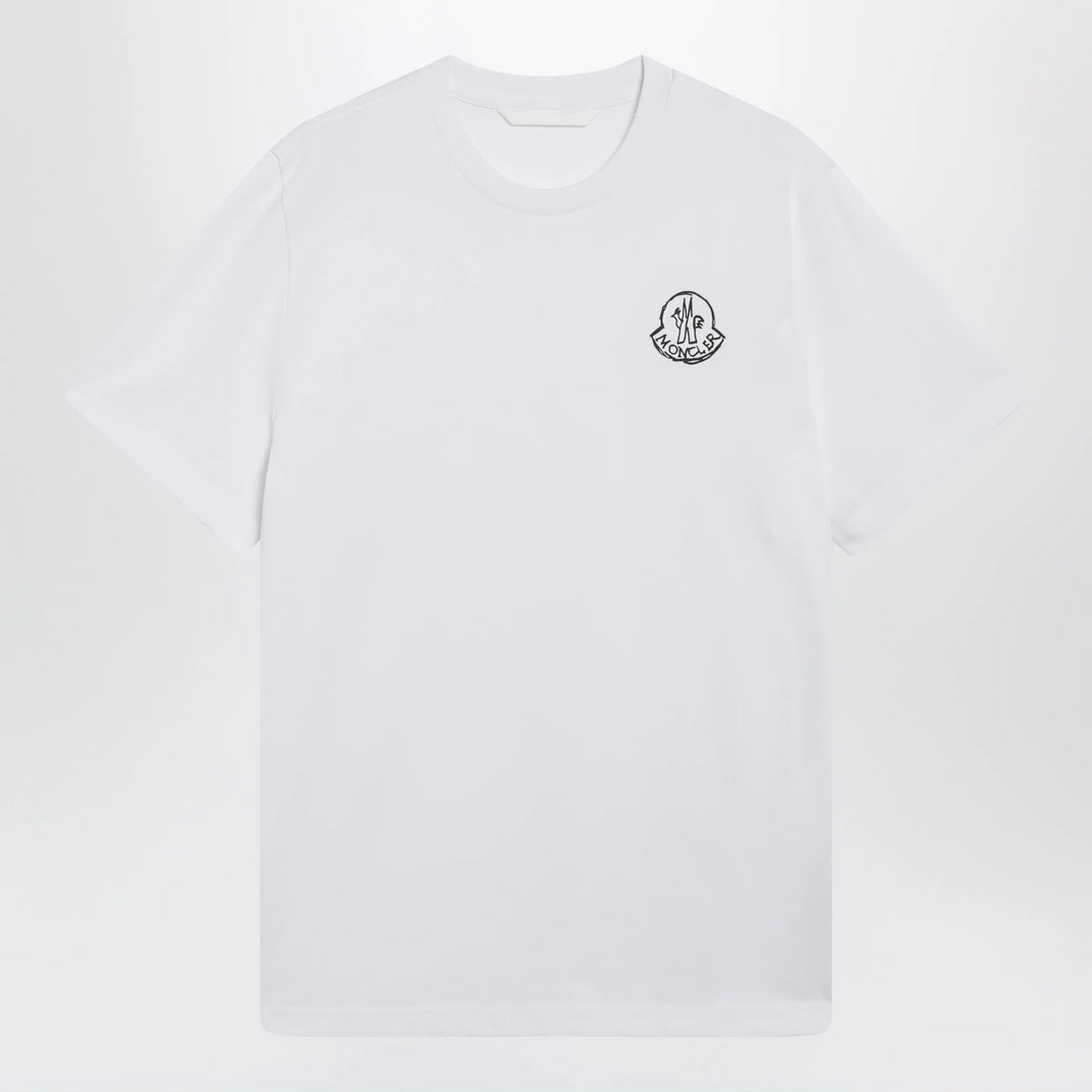 Moncler - White cotton jersey T-shirt with logo patch