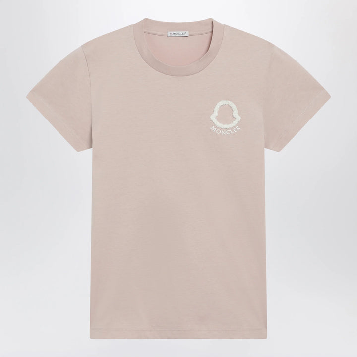 Moncler - Pink T-shirt with logo embroidery