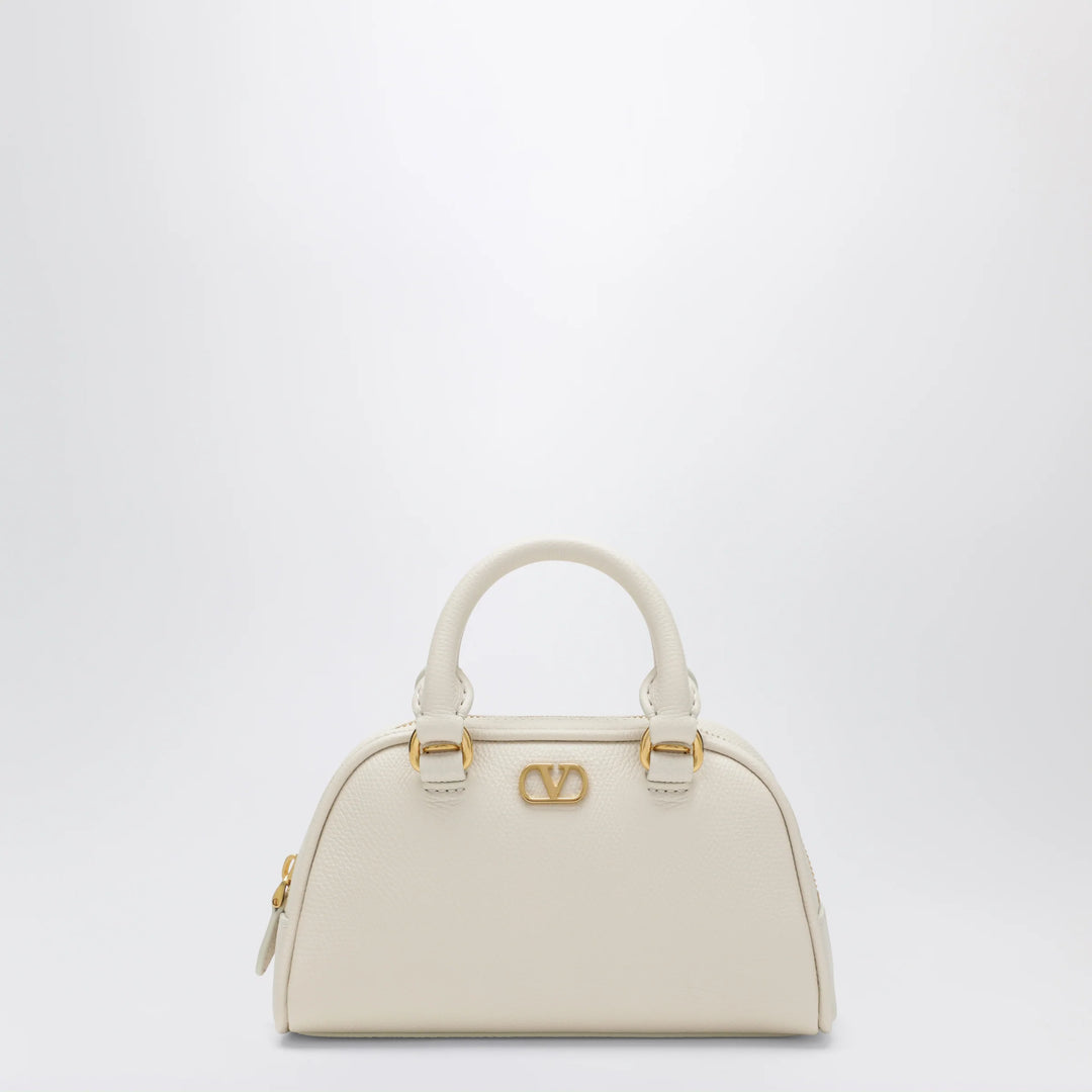 Valentino Garavani - Ivory VLogo Signature mini duffle bag in grained calfskin