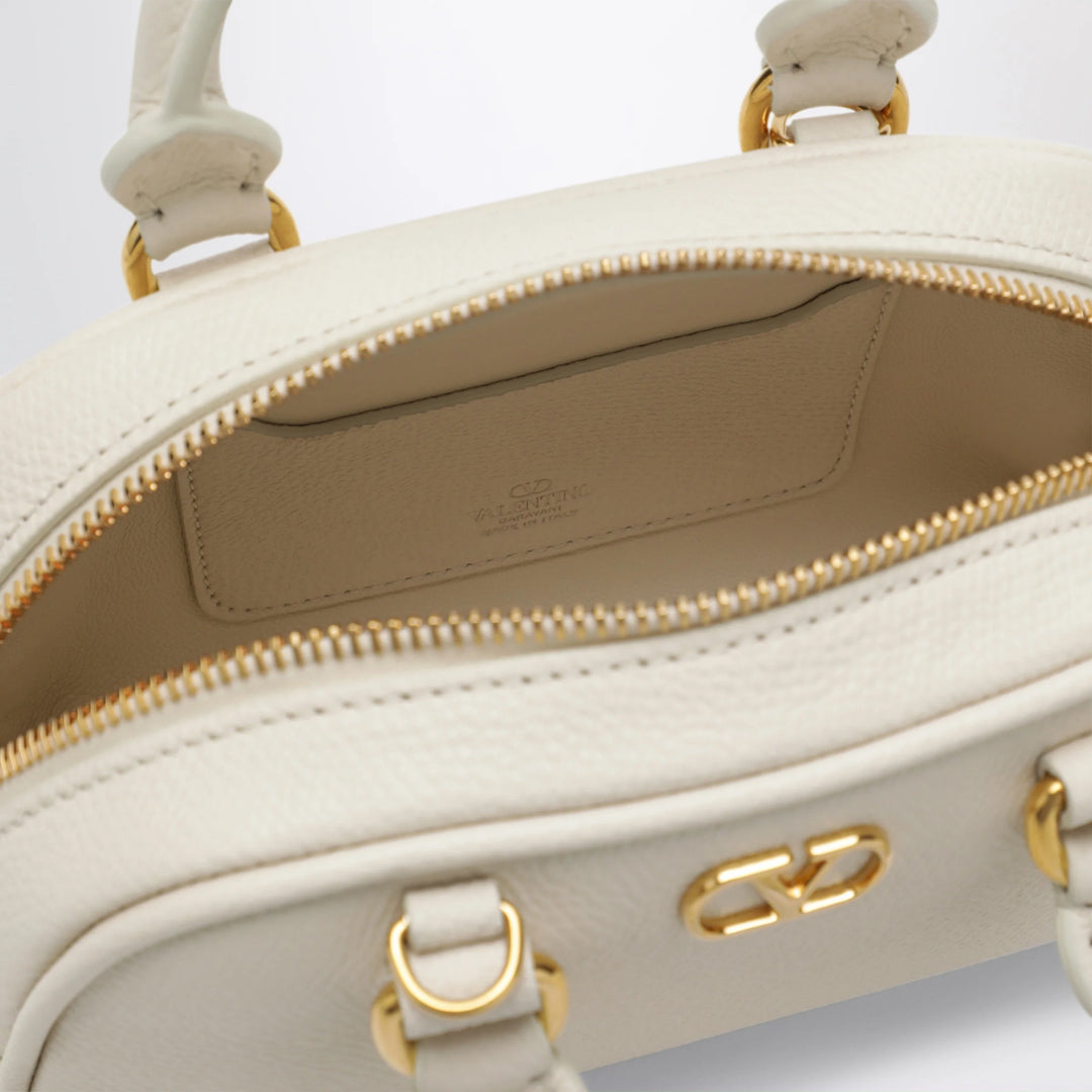 Valentino Garavani - Ivory VLogo Signature mini duffle bag in grained calfskin