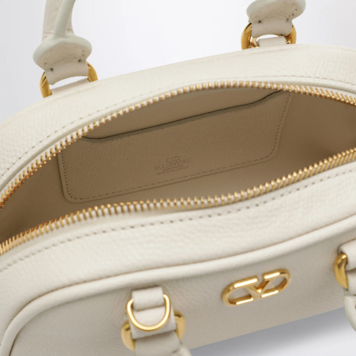 Valentino Garavani - Ivory VLogo Signature mini duffle bag in grained calfskin