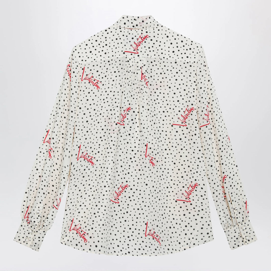Valentino - Vanilla silk shirt with logo print
