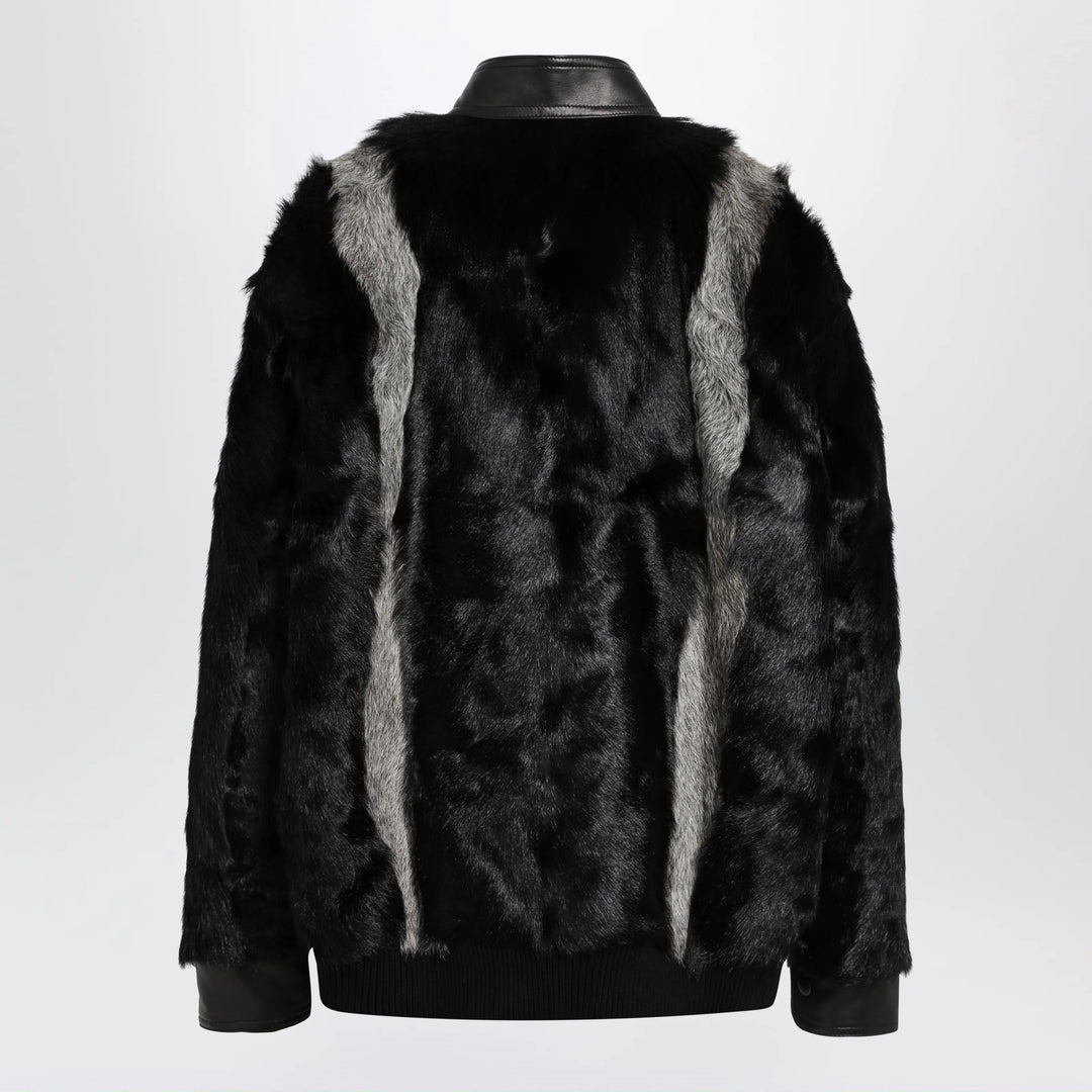 Valentino - Black/Grey shearling and leather jacket