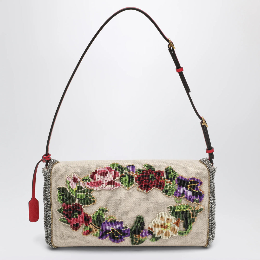 Valentino Garavani - Small Devain shoulder bag with floral bead embroidery