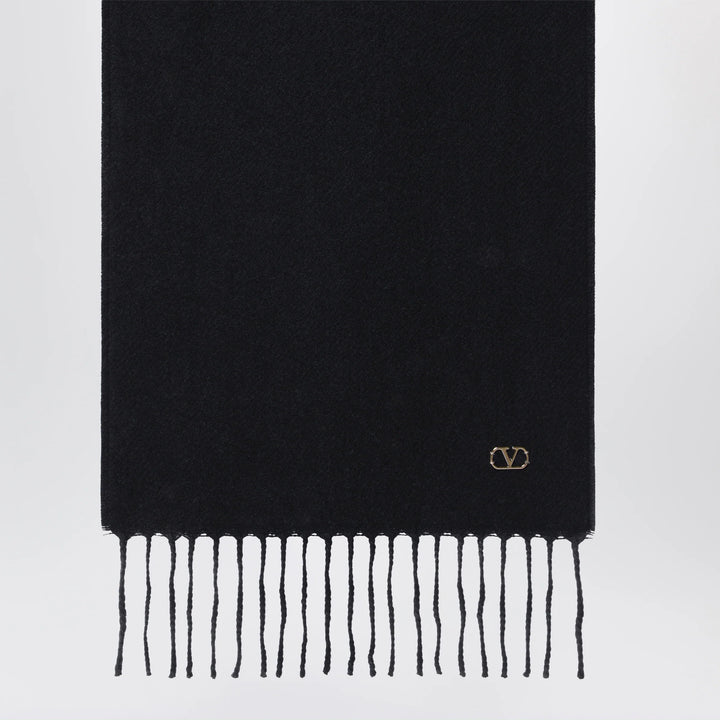 Valentino Garavani - Black cashmere scarf with VLogo detail