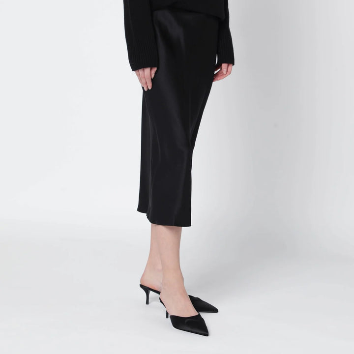 ANINE BING - Black silk Bar midi skirt
