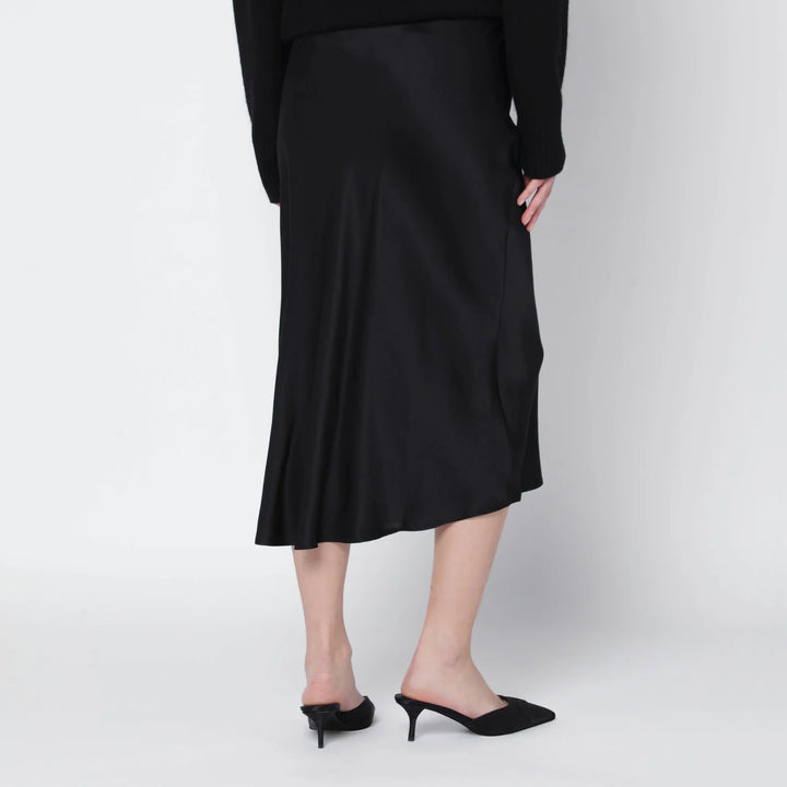 ANINE BING - Black silk Bar midi skirt