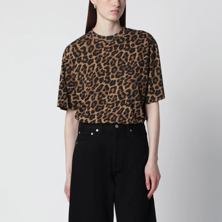 ANINE BING - Avi leopard print cotton T-shirt