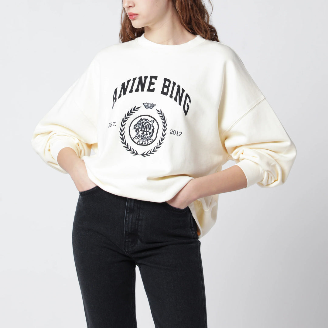 ANINE BING - Miles Collegiate cream sweatshirt
