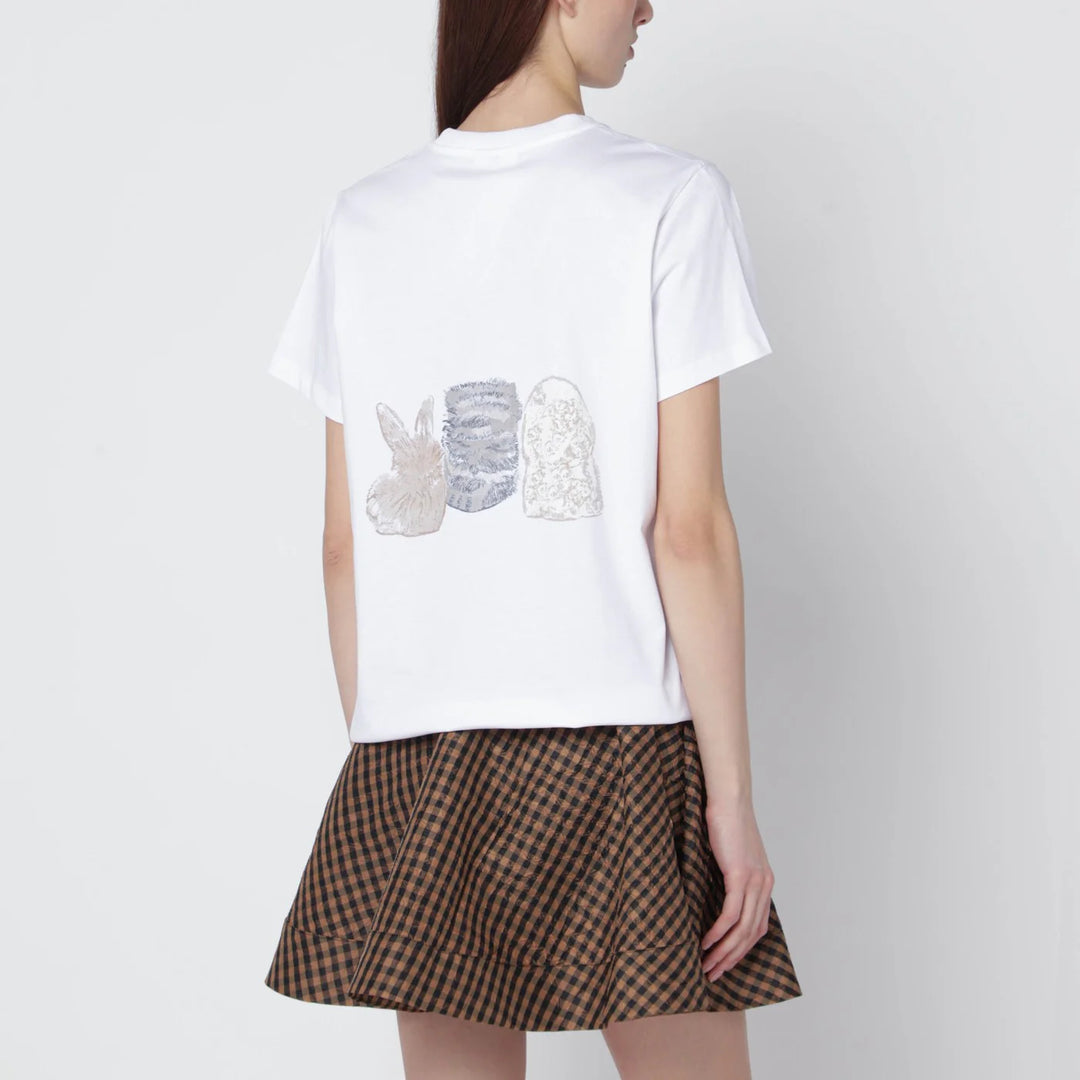 GANNI - White T-shirt with logo print