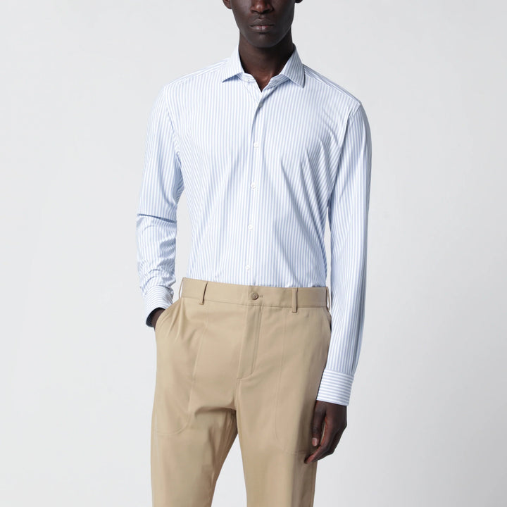 XACUS - White Active Striped Tailor Fit Shirt