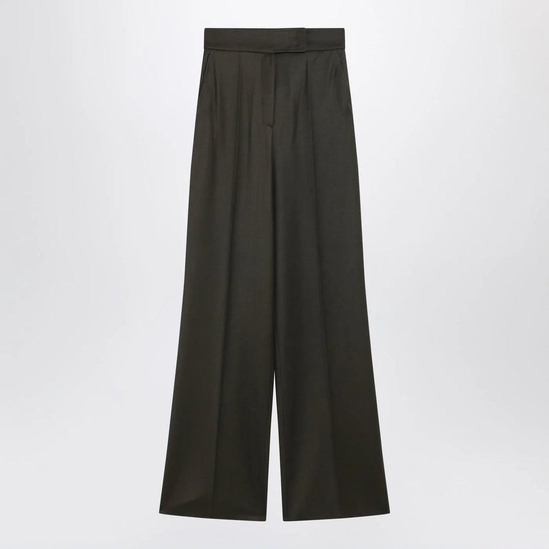 Max Mara - Moss green wide-leg wool trousers