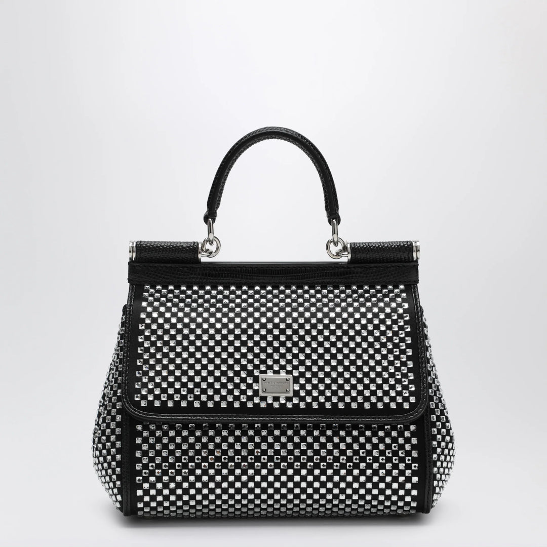 Dolce&amp;Gabbana - Sicily small black top-handle bag with crystals