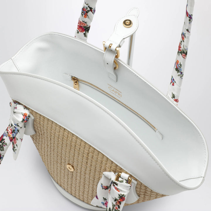 Dolce&amp;Gabbana - Capri raffia coffa bag in cream and white