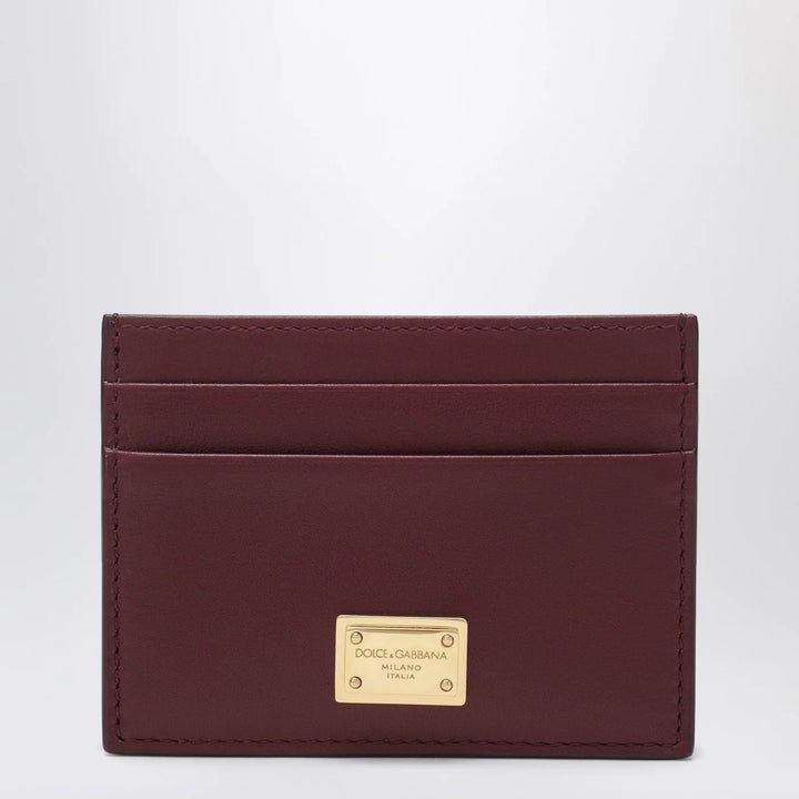 Dolce&amp;Gabbana - Bordeaux leather cardholder with logo plate