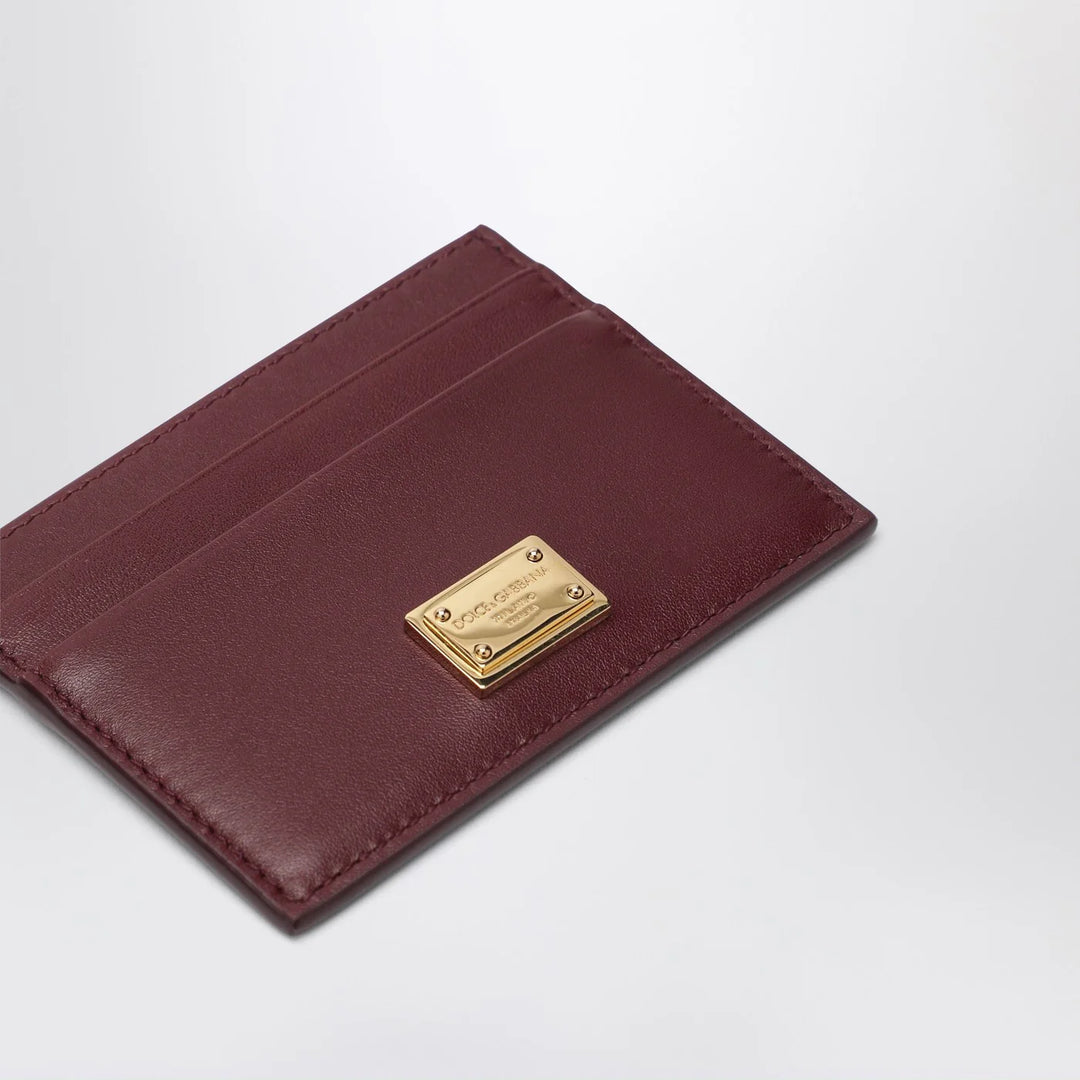 Dolce&amp;Gabbana - Bordeaux leather cardholder with logo plate