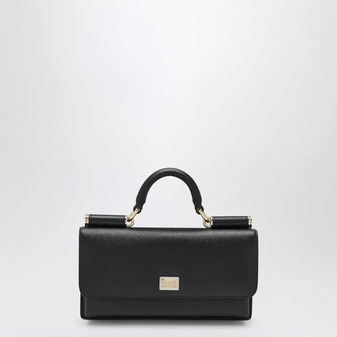 Dolce&amp;Gabbana - Mini Dauphine black leather bag with logo tag