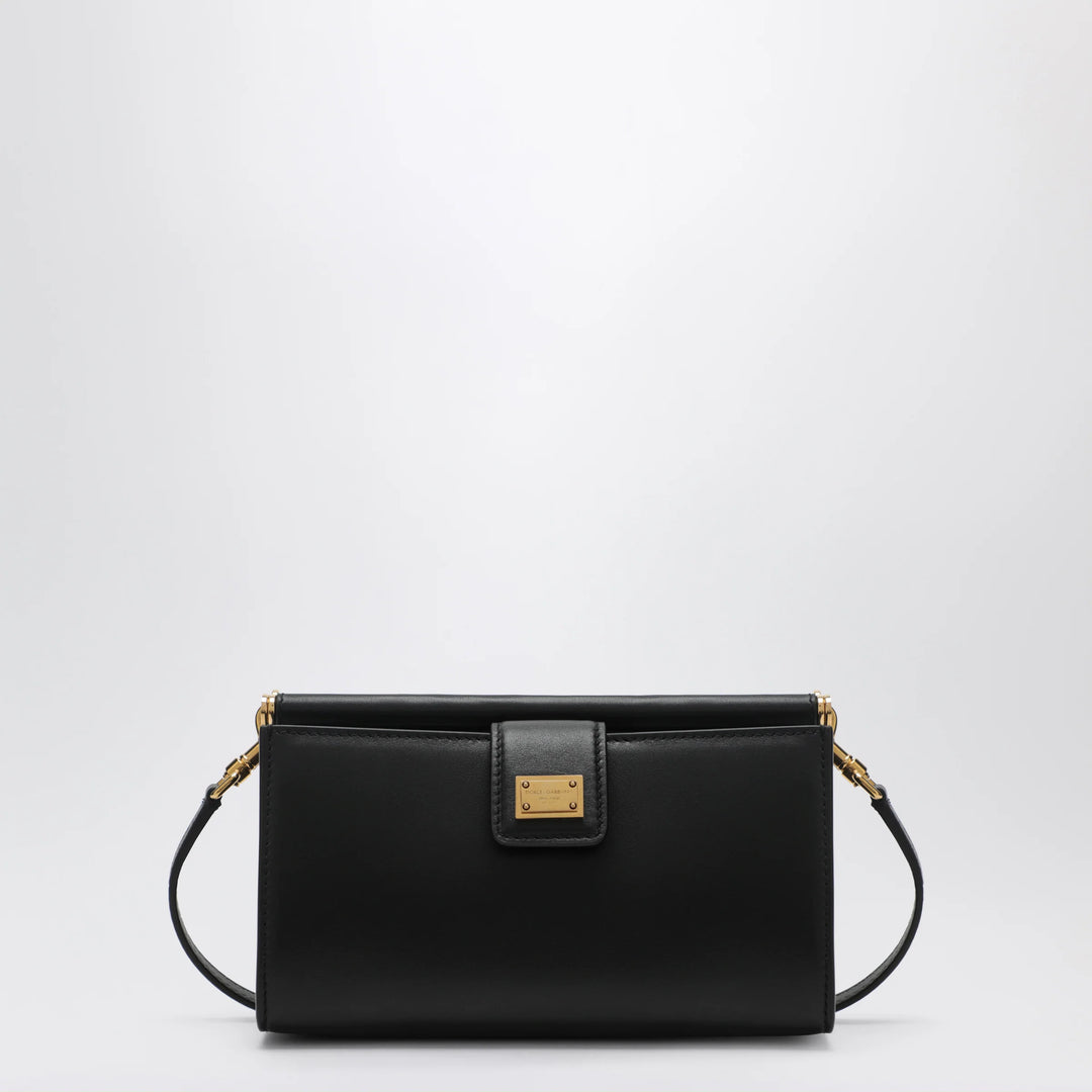 Dolce&amp;Gabbana - Plongé calfskin leather phone bag in black