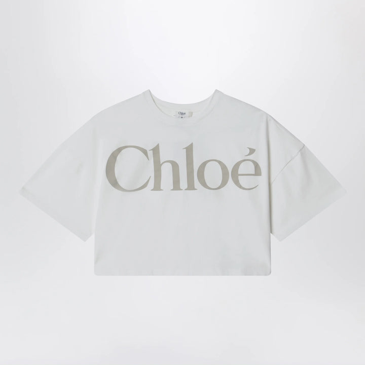 Chloé - White cropped T-shirt with logo print