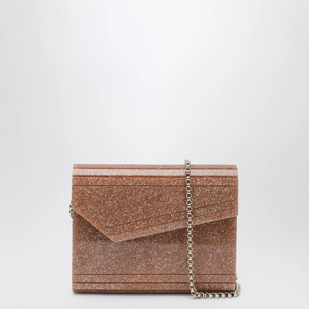 Jimmy Choo - Candy clutch in pink glitter acrylic fabric