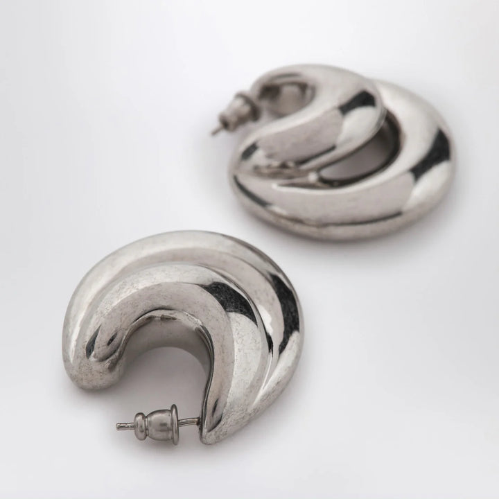 PANCONESI - Blow Up Huggies earrings in silver tone