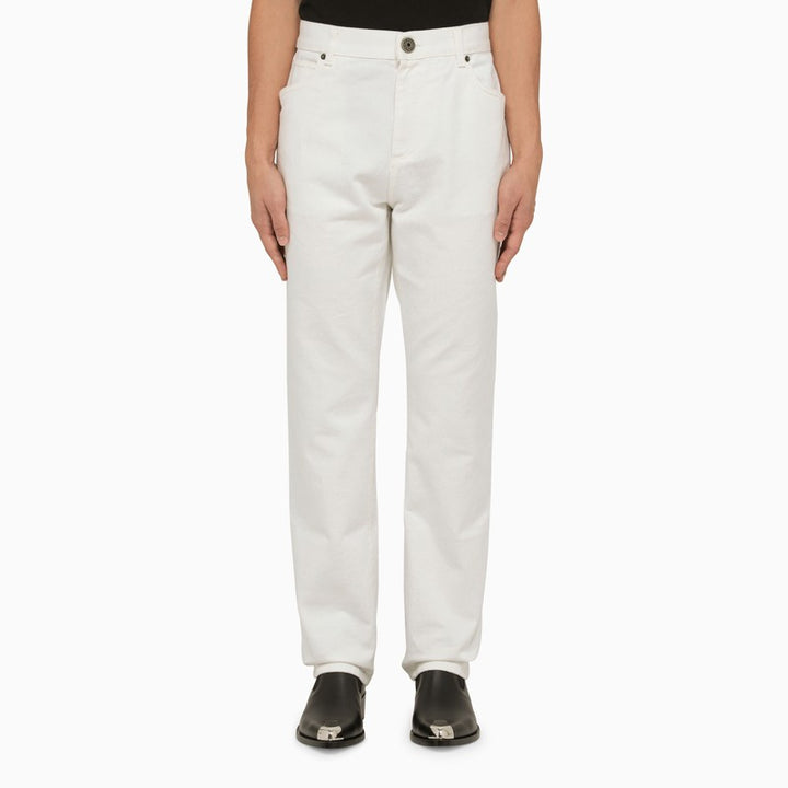 Balmain Regular white cotton trousers