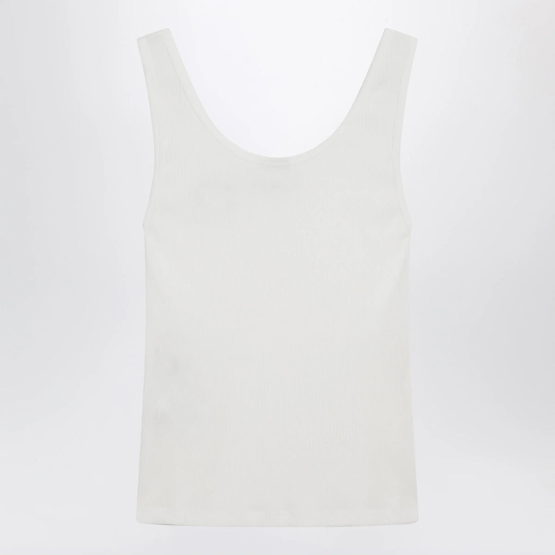 Chloé - White ribbed tank top with logo