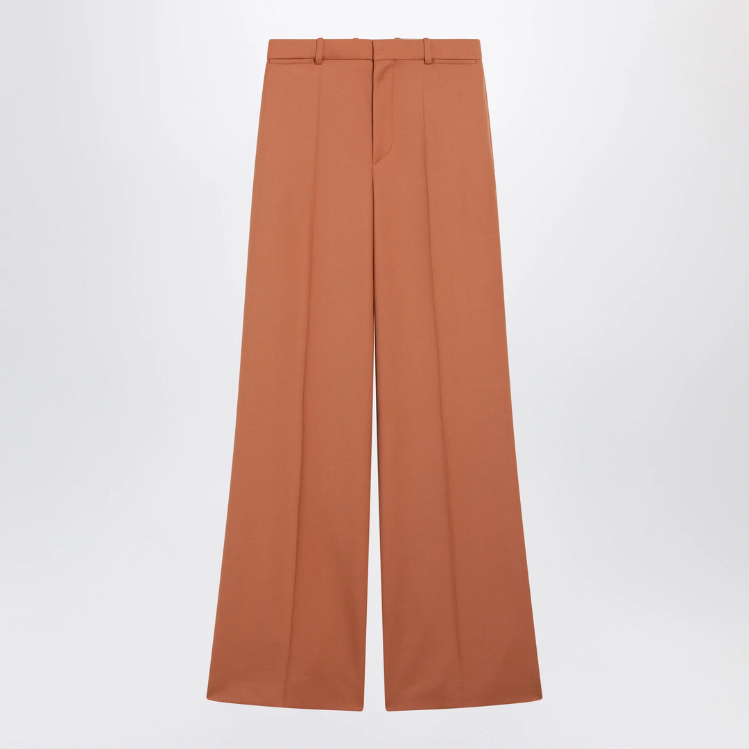 Chloé - Burnt brown flared wool trousers