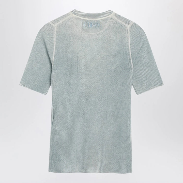 Chloé - Blue-grey wool-blend knit top