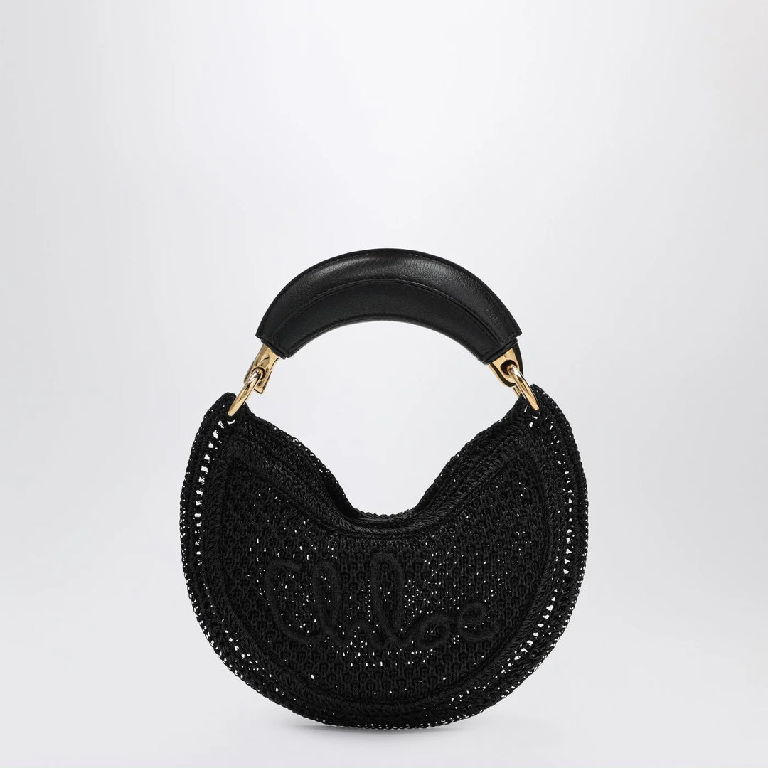 Chloé - Mini Summer Banana hobo bag in black crochet with leather details