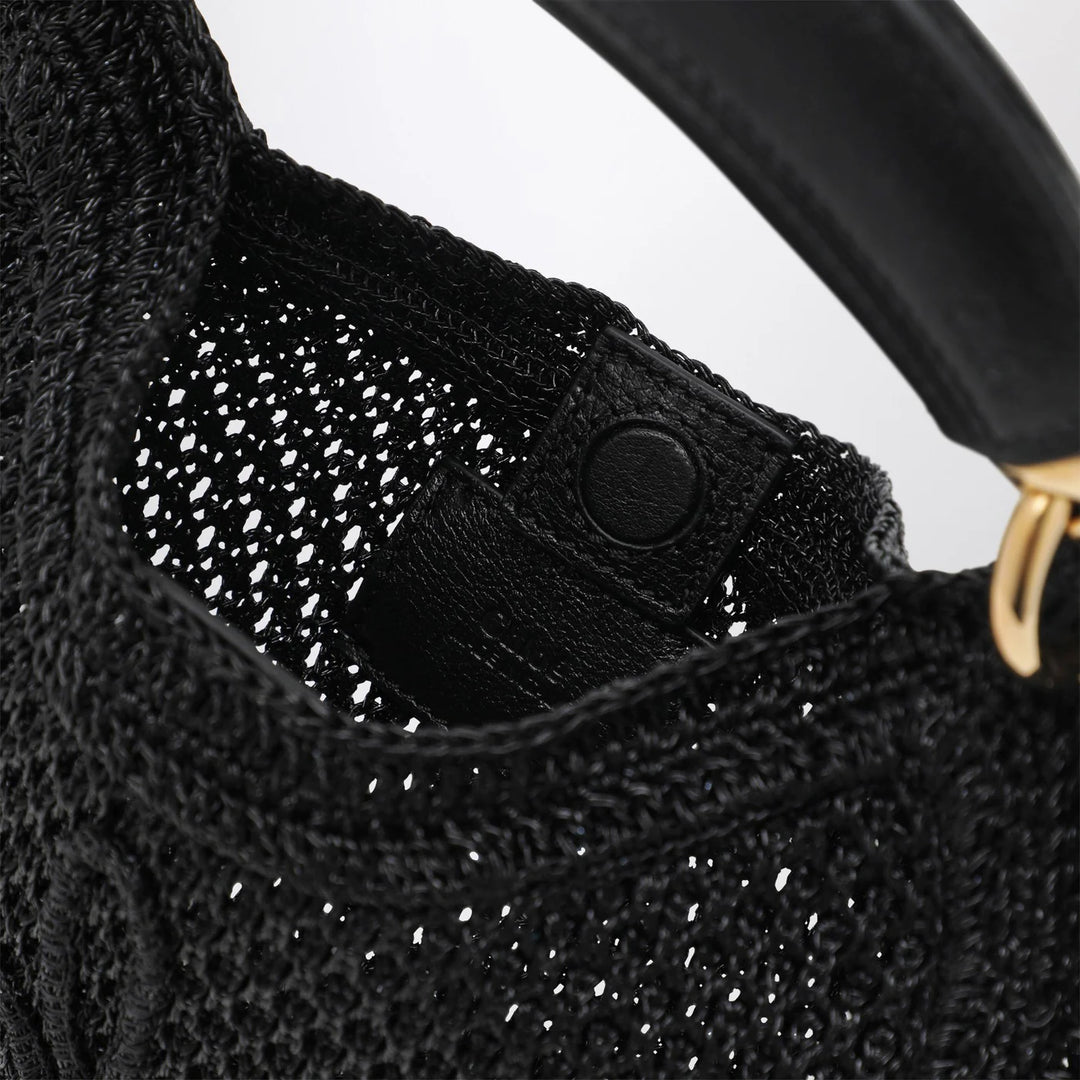 Chloé - Mini Summer Banana hobo bag in black crochet with leather details