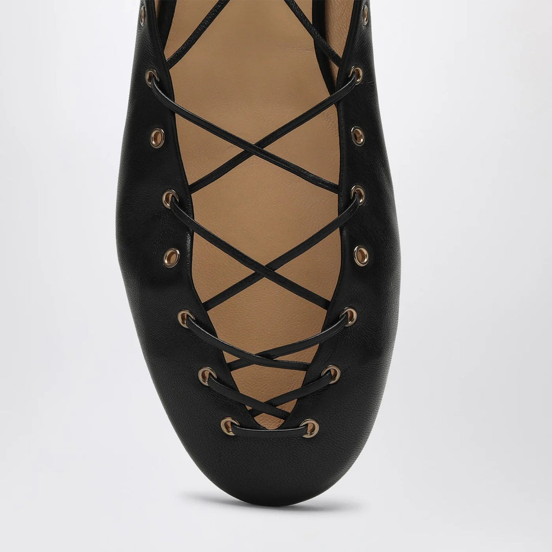 Chloé - Black leather ghillie ballerinas