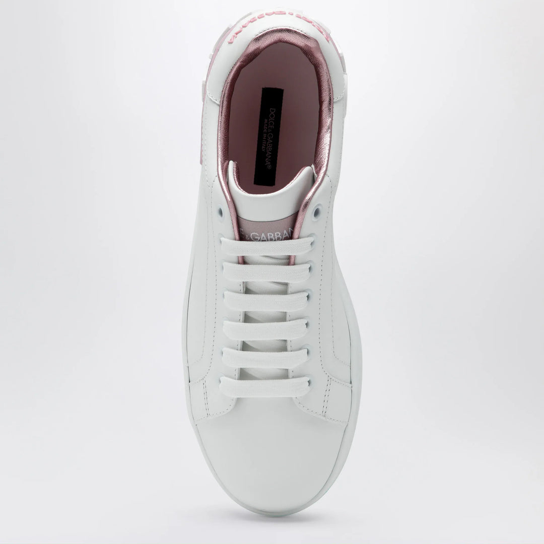 Dolce&amp;Gabbana - Portofino white/pink leather sneakers